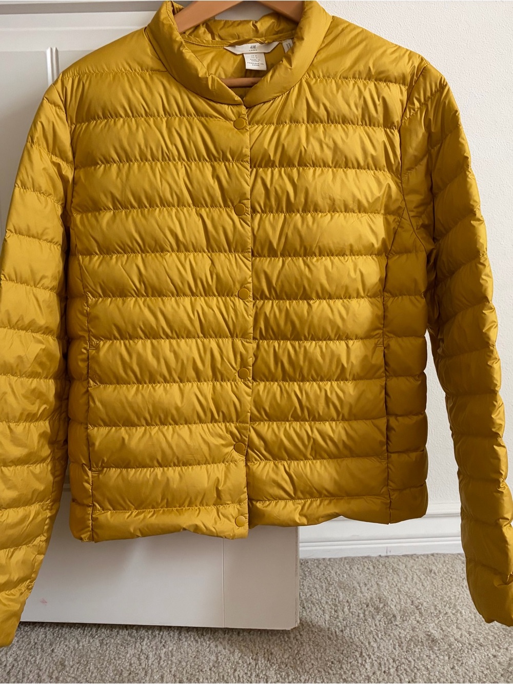 H&M Lightweight Quilted Down Jacket - Mustard Yellow M